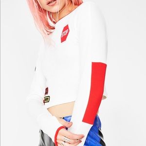 Current mood rolling stop thermal crop top